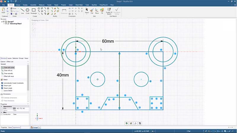 Nueva opción de boceto en diseño CAD