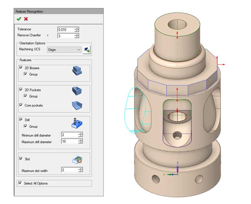 Automatic Feature Recognition for positioned 5 axis milling