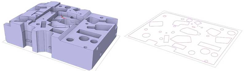 Projection of contours on a plane