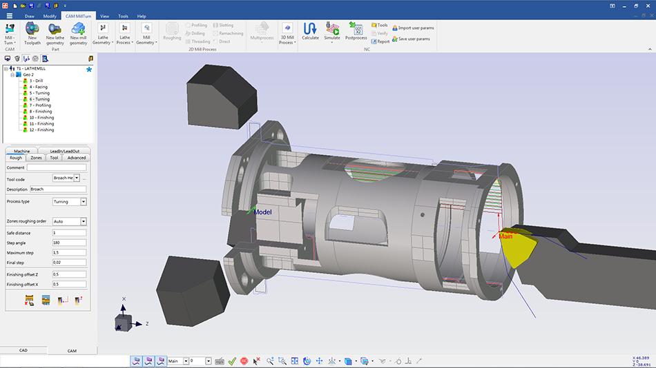 Millturn machining simulation